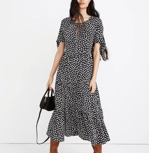 Madewell tie-sleeve tiered midi dress